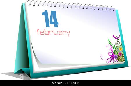 Vektor 3d-Illustration des Tischkalenders. Valentinstag`s Stock Vektor
